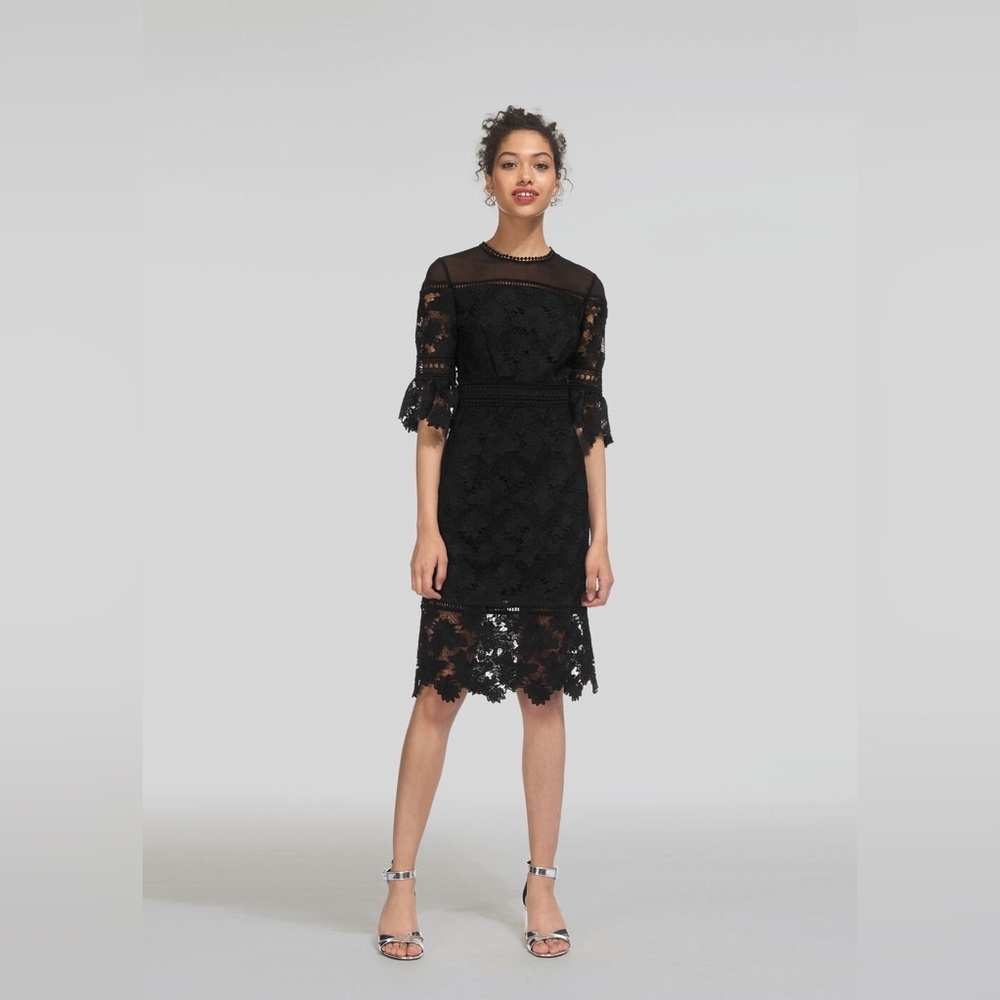 Whistles Amanda Black Lace Dress Women’s Size 6 Cocktail Whimsygoth Knee Length